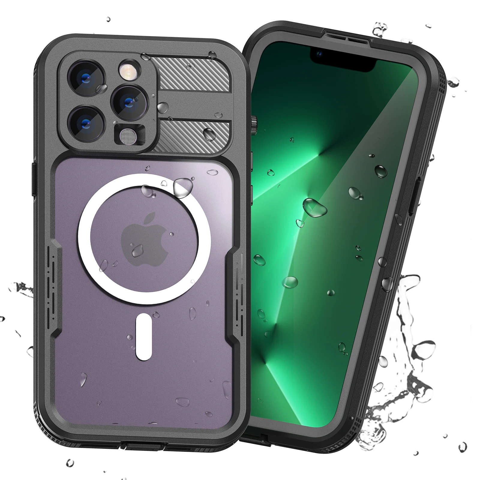 IP68 Waterproof Case For iPhone 14 Pro MAX 13 12 11 XS XR 8 15 Plus Diving 2M Outdoor Swimming Magnetic Wireless Charging Cover