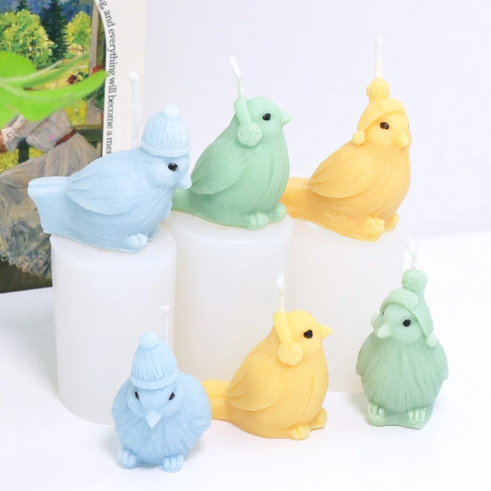 

3D шляпа с птицами, силиконовая форма для свечей, сделай сам, форма для мыла с животными для домашнего декора, изготовление свечей, ароматерапия, форма для бетонной штукатурки