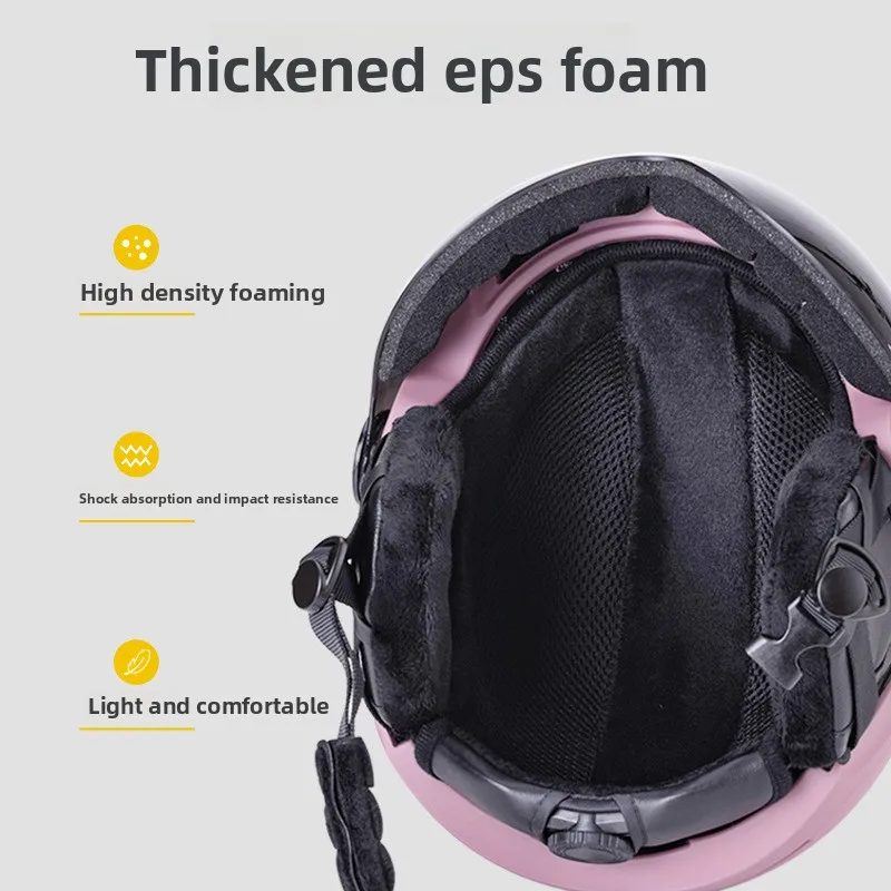 남녀공용 안티콜리전 스키 헬멧 통합형 스노우 글라스 방풍 보온 안전 헬멧 스노보딩용