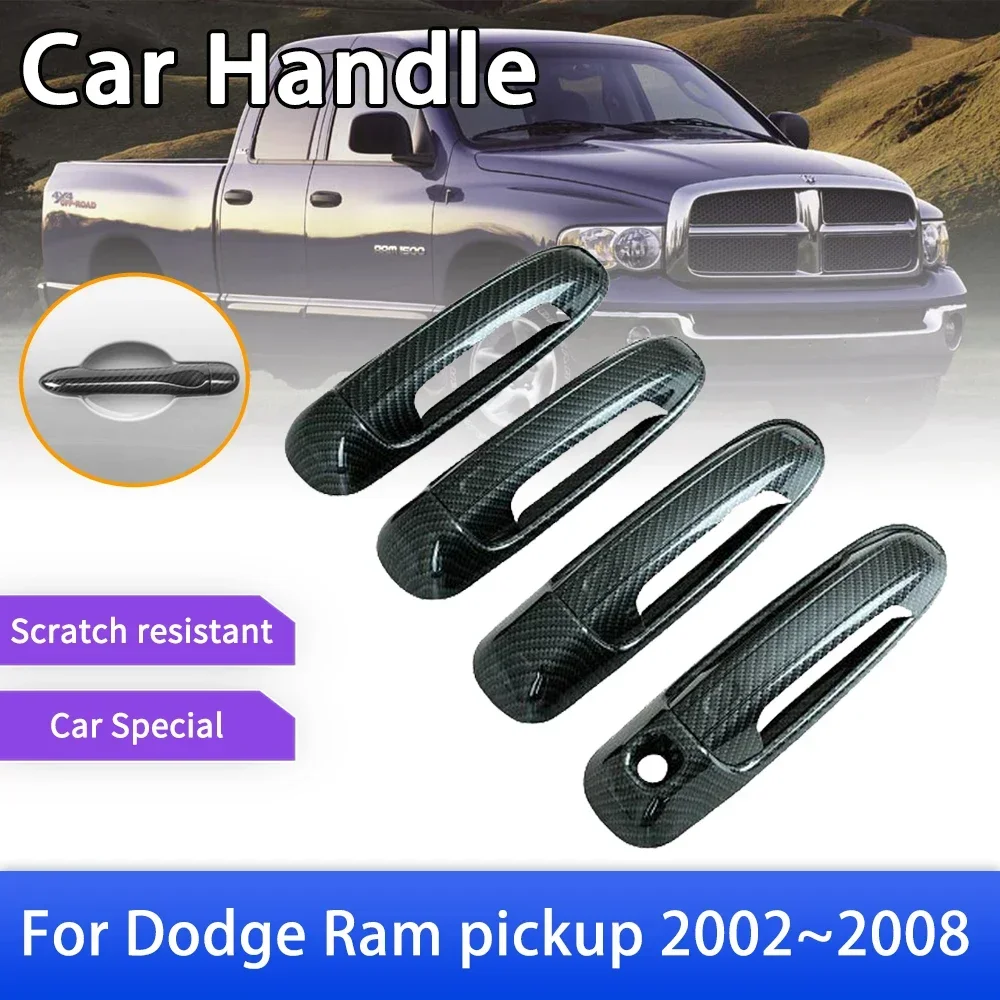 Carbon Fiber Door Handle Cover for Dodge Ram Pickup 1500 2500 3500 2002 2003 2004 2005 2006 2007 2008 Car Accessories Stickers