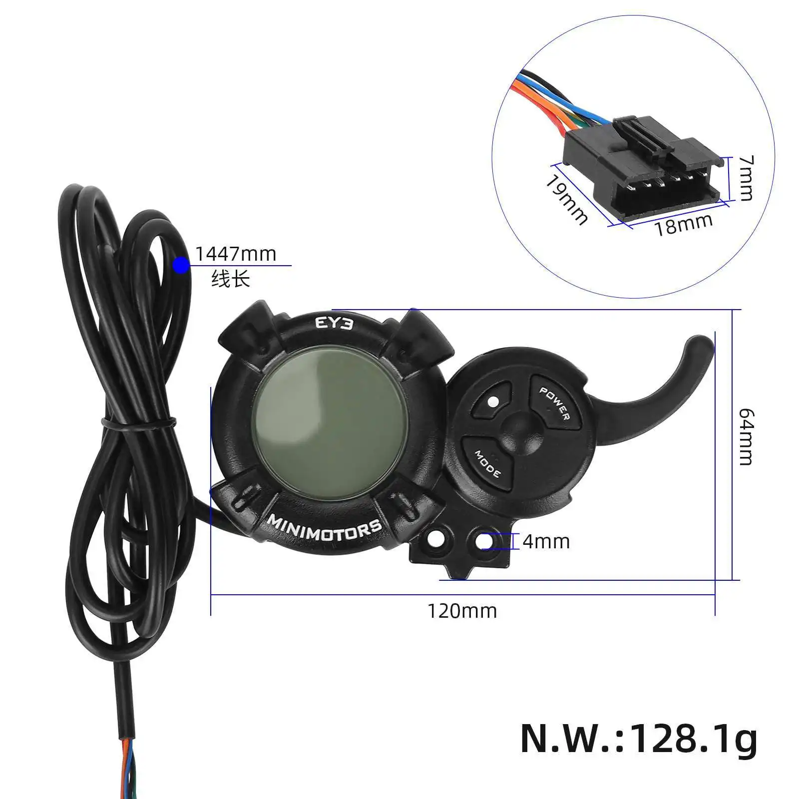 Minimotors Original EY3 LCD Throttle Display Replacement for Kaabo Mantis 8/10 Pro, Wolf Warrior X/11, Wolf King GT Electric Sco - view 3