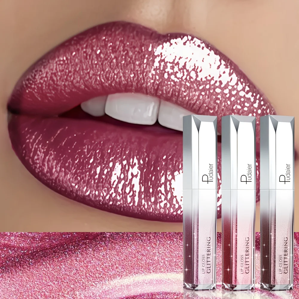 3-Pack Metallic Diamond Lip Gloss | Vibrant Shine, Smooth Hydration & Long-Lasting Sparkle | High-Impact Lip Combo