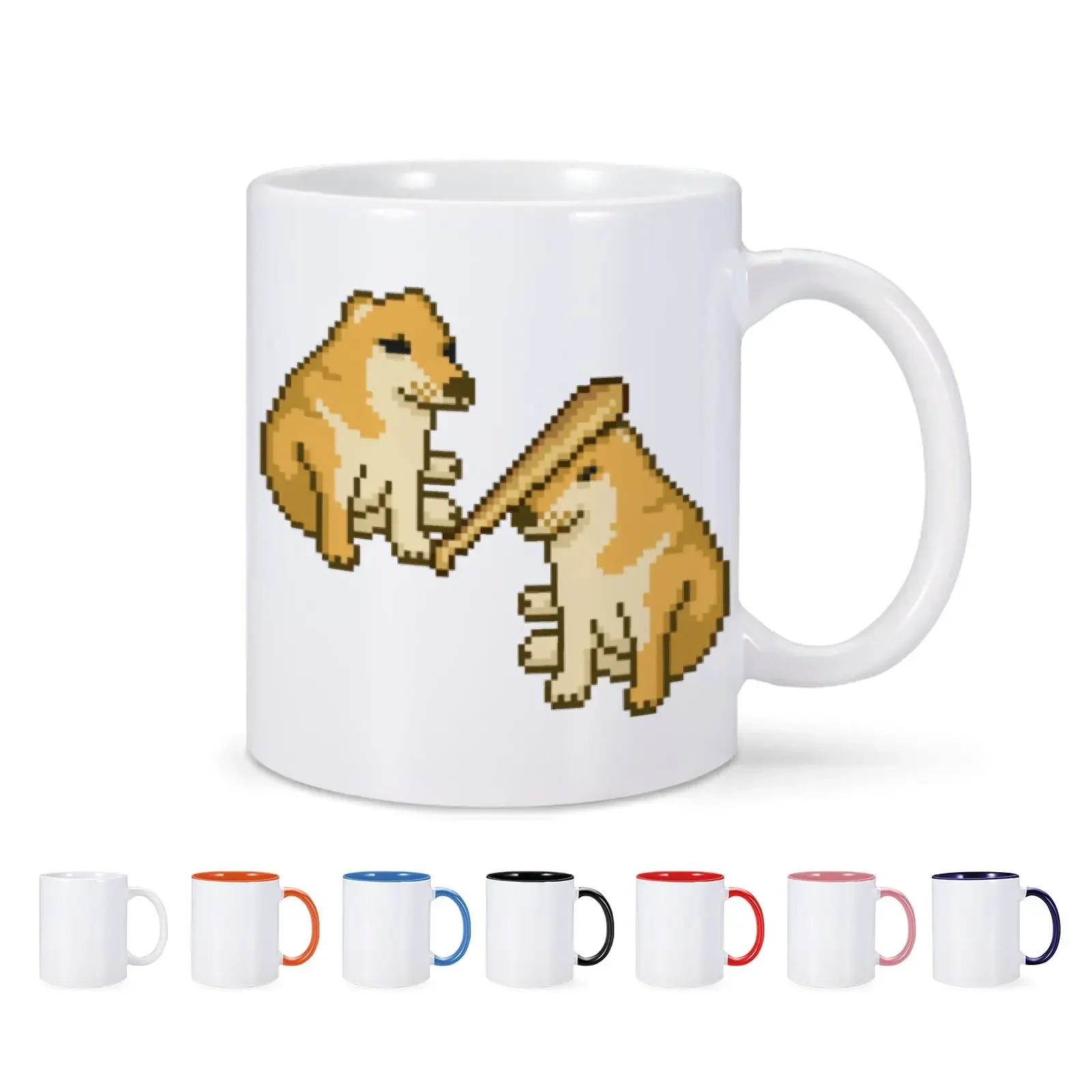 Cheems Barbell Bonk Meme Ceramic Mug Funny Shiba Inu Coffee Mugs Novelty Creative Gift Idea for Pet Lovers Milk Tea Drinkware