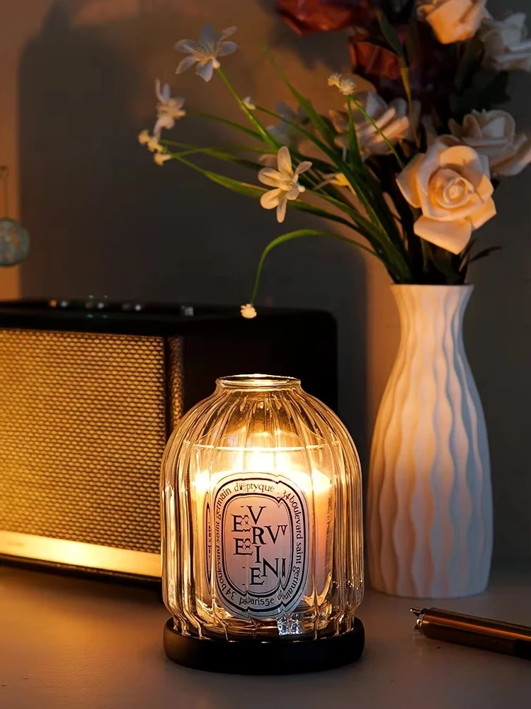 Heat Resistant Glass Candle Holder Dustproof Windproof Cover Scented Candle Home Decor Ornament