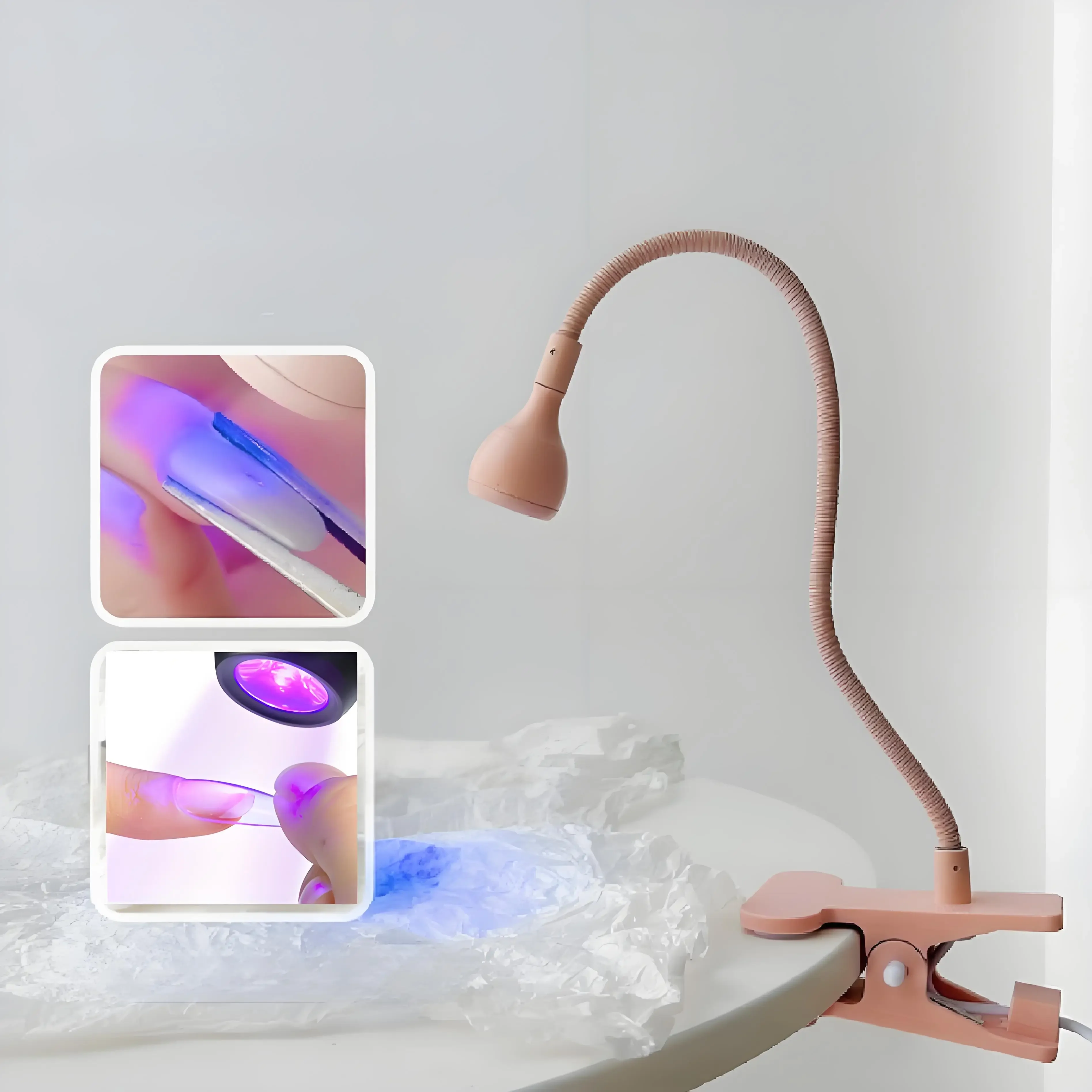 Lampada UV USB per unghie in Gel Mini asciugatrice girevole Manicure leggera 3w rosa singolo dito smalto per unghie Clip-On strumento flessibile per salone da scrivania