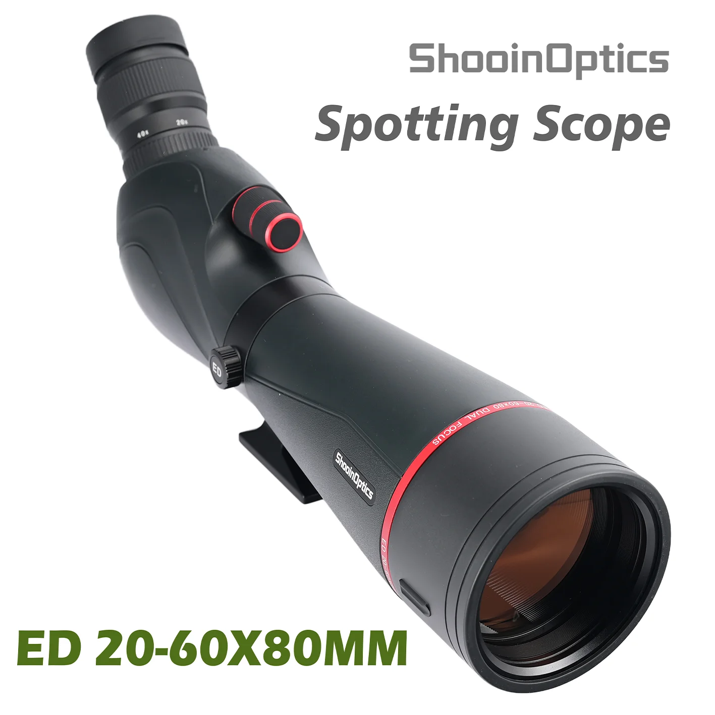 Shooin Optics ED 20-60x80 Spotting Scope Fieldscope Outdoor Telescope Monocular For Bird Watching Hunting Shooting