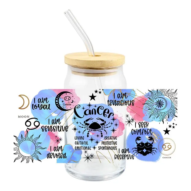 Twelve Constellations Uv Dtf Transfer Sticker Diy Waterproof For 16Oz Cups High Temperature Resistance Easy To Use Custom Decals