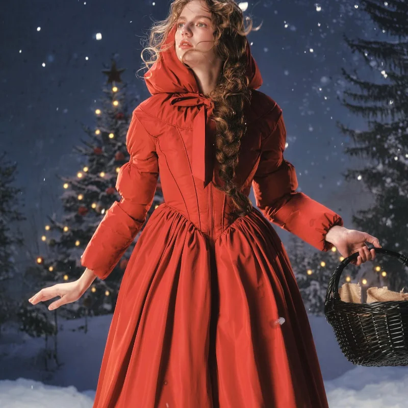 

Женское шикарное однотонное платье макси-пуховик Slim Fit S Line с большим подолом, теплые длинные халаты, пальто 2026, новый наряд, женская уличная верхняя одежда