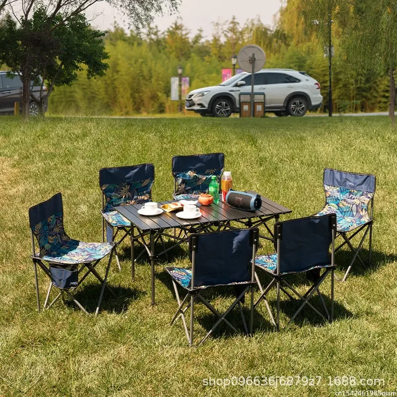 Outdoor folding table metal Chicken rolls table portable camping picnic table stall camping barbecue self driving tour