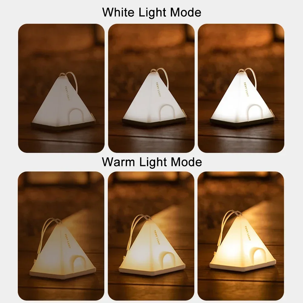 Camping Hanging Tent Night Light Rechargeable Outdoor Portable Ambient Lamp 6 Mode Bedroom Desktop Timer Bedside Sleeping Lights