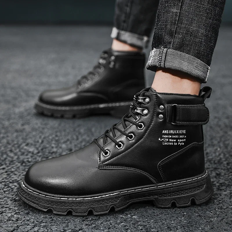 

Men Casual Boot Bota Masculina Men's High-top Fashion Shoes New Motorcycle and Ankle Boots Waterproof Boots Men Leather Shoes