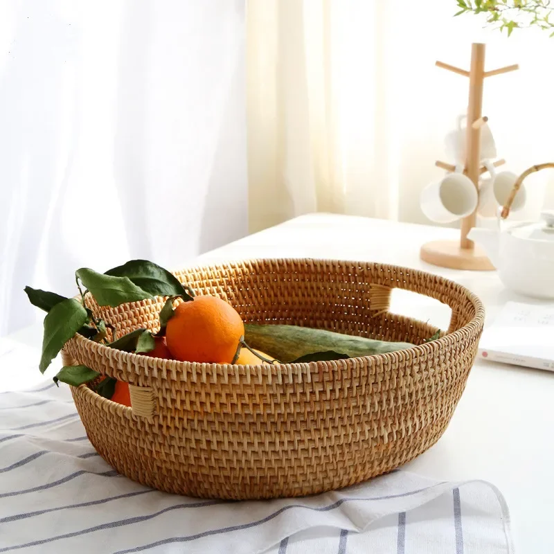 Vine Woven Fruit Tray Storage Basket Fruit and Vegetable Basket Tea Table Storage Box