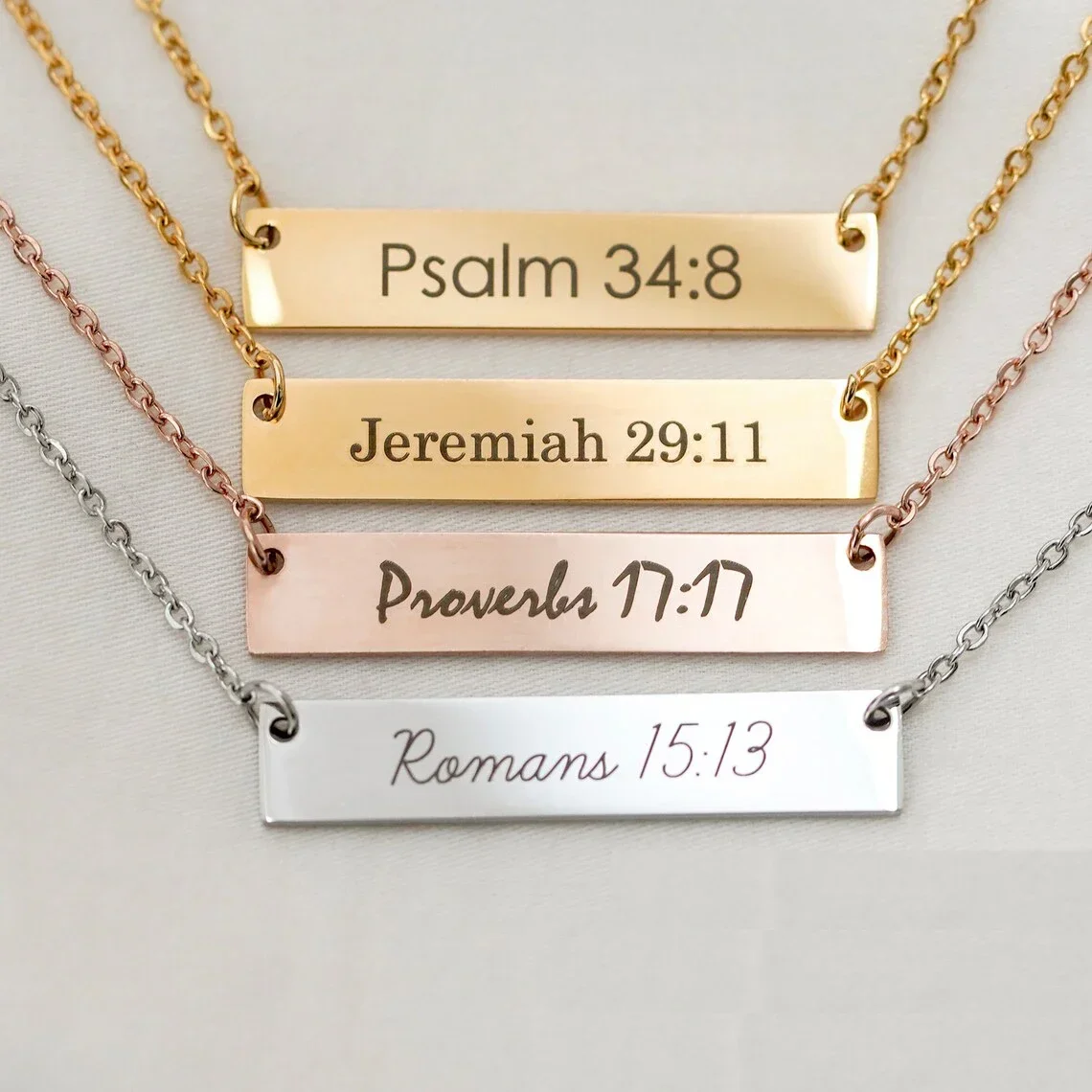 Customized Personality Engraved Coordinate Name Date Stainless Steel Mantra Chain Bar Necklace Pendant Men Women Gifts