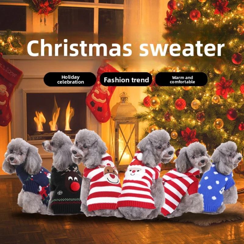 

2025New Halloween Dog Ghost Sweater Winter Knit High Neck Warm Puppy Clothes Pet Costume Hot Sale Christmas-themed Design