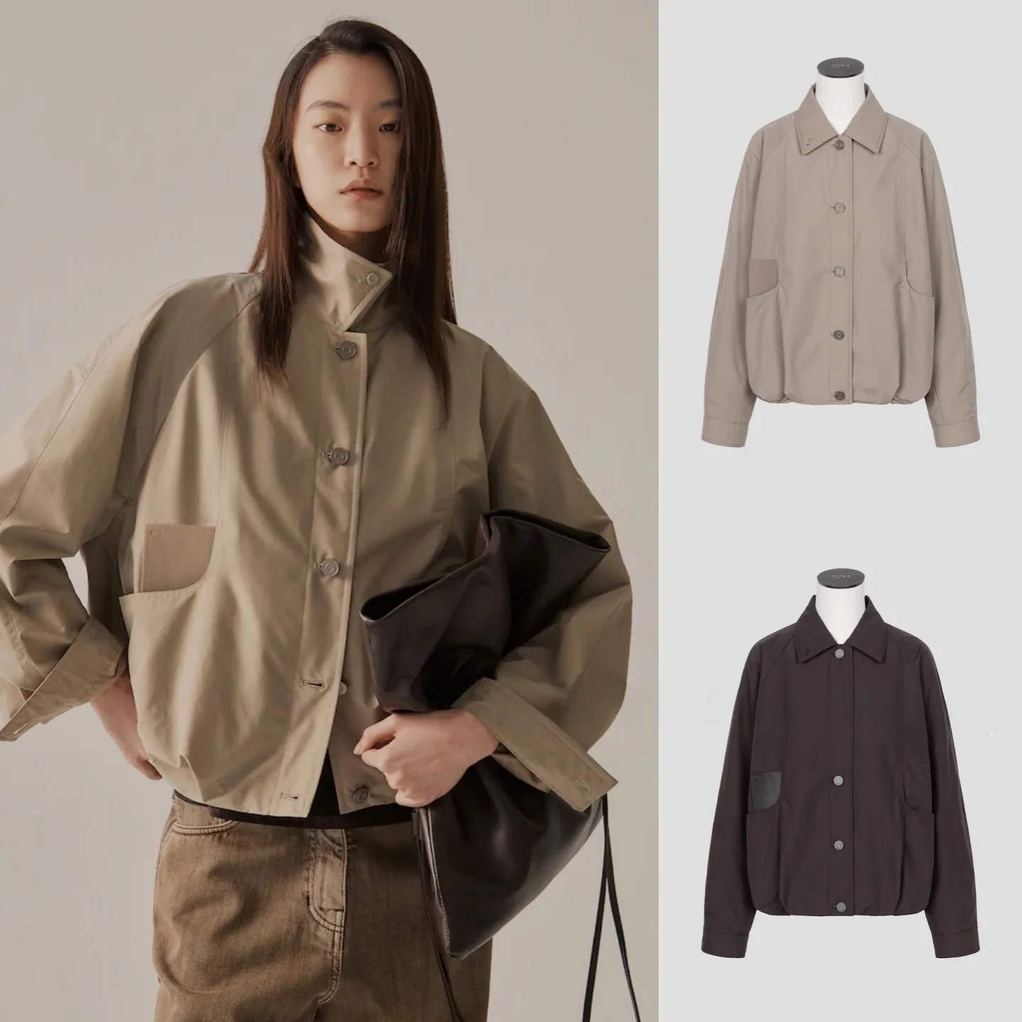 Smooth Collared Workwear Jacket Elastic Pleated Commute Versatile Casual Slimming Korean Style Top Coat for Women
