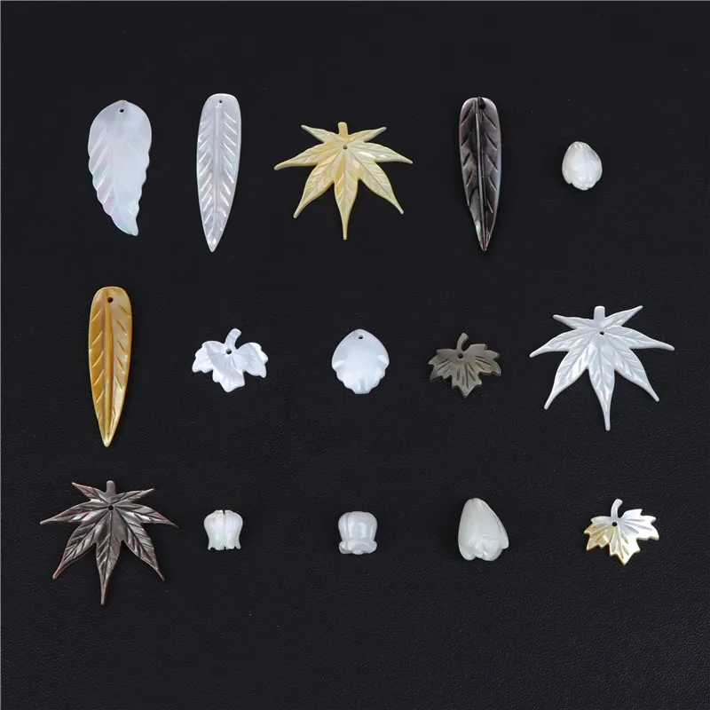 1-5pcs/lot Maple Leaf DIY Charms Wholesale 100% Natural Shell Lucky Flower Leaves Pendant For Women Earrings Necklace Accessori