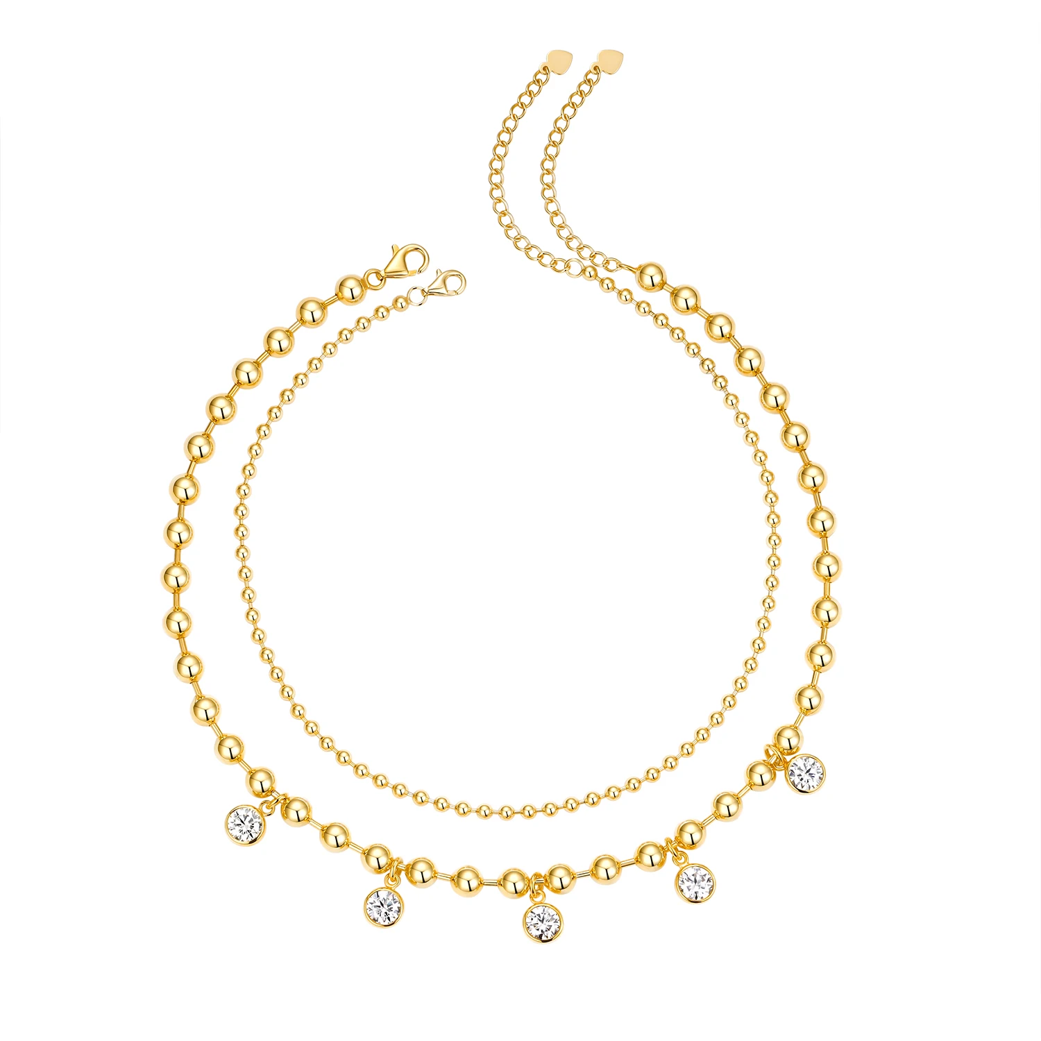 

Серьги и многослойное колье JIUZUAN из муассанита, серебро 925 пробы, позолота 18К, бижутерия с бусинами, подарок, с сертификатом