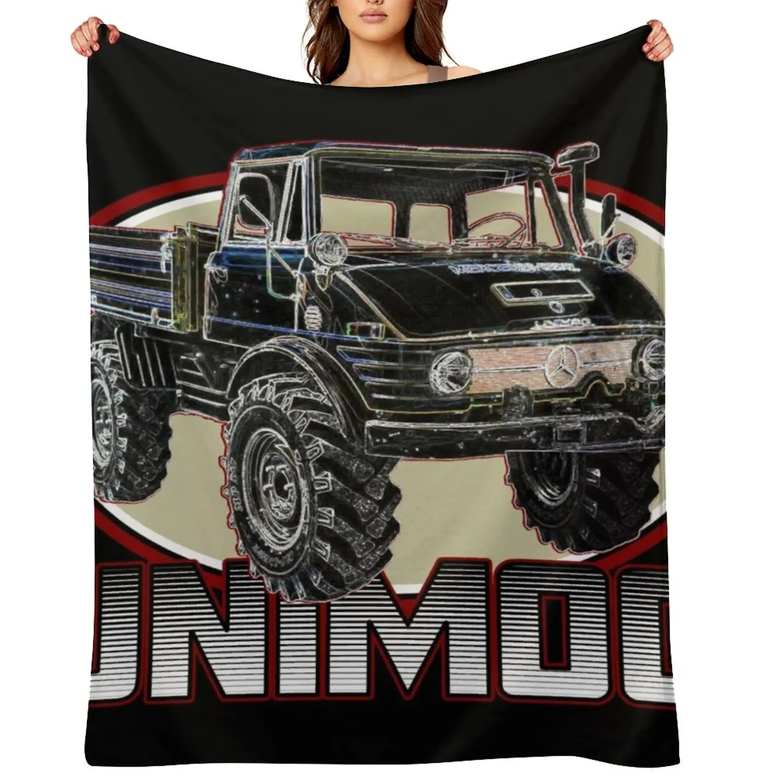 

UNIMOG oldschool (black background) Throw Blanket Decorative Throw Plush Soft Beds decorative Blankets