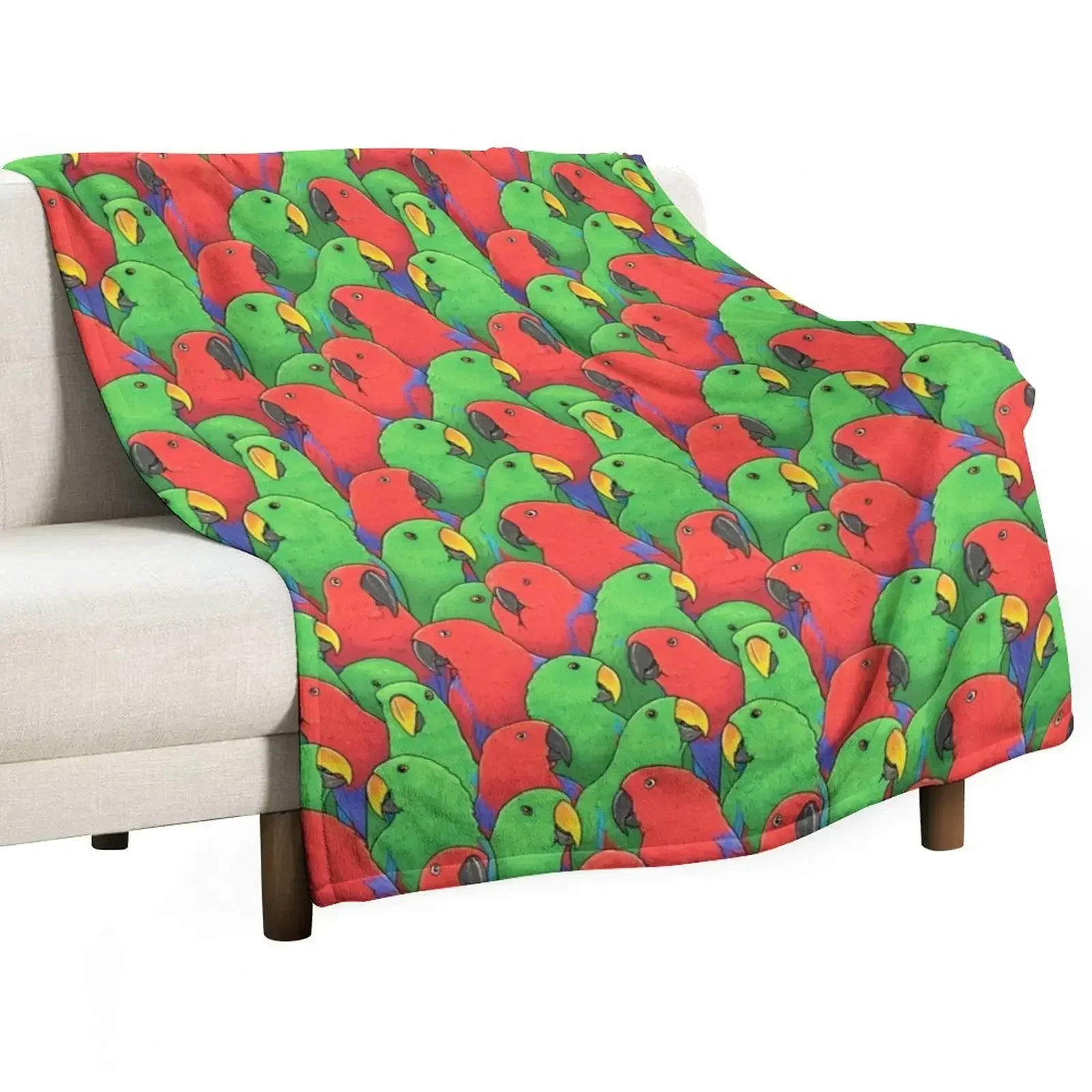 New Male and Female Eclectus Parrots Throw Blanket Thermal anime Blankets