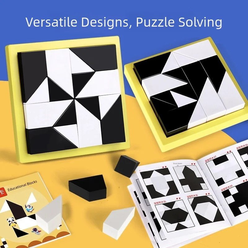 Educational Black and White Building Block Puzzles, Educational Toys That Promote Learning, Entertainment, Intelligence, Manual and Mental Dexterity, Hand-Eye Coordination, Interaction, Interest Development, Two-Player Interaction, Logical Reasoning Training, Tabletop Games, Suitable for Birthdays, Parties, Christmas, Halloween, Easter, National Day, Children's Day, Suitable as Toy Gifts for Boys and Girls