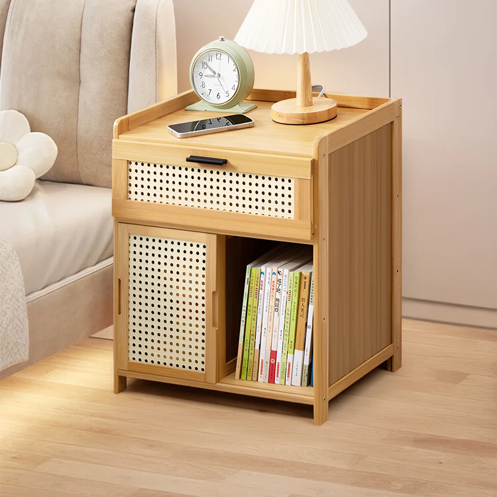 

【Breeins】Wooden Nightstand Storage Cabinet Bedroom Home Decoration Display Desk Modern