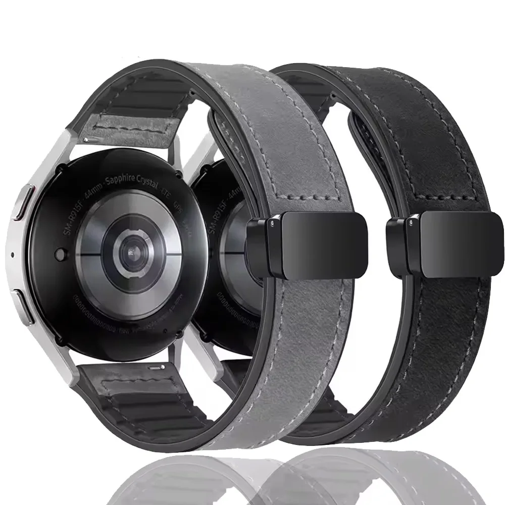 22 مللي متر 20 مللي متر سيليكون + حزام جلدي لساعة هواوي GT5 برو 46 مللي متر مشبك مغناطيسي قابل للاستبدال معصمه لساعة هواوي GT5 46 مللي متر