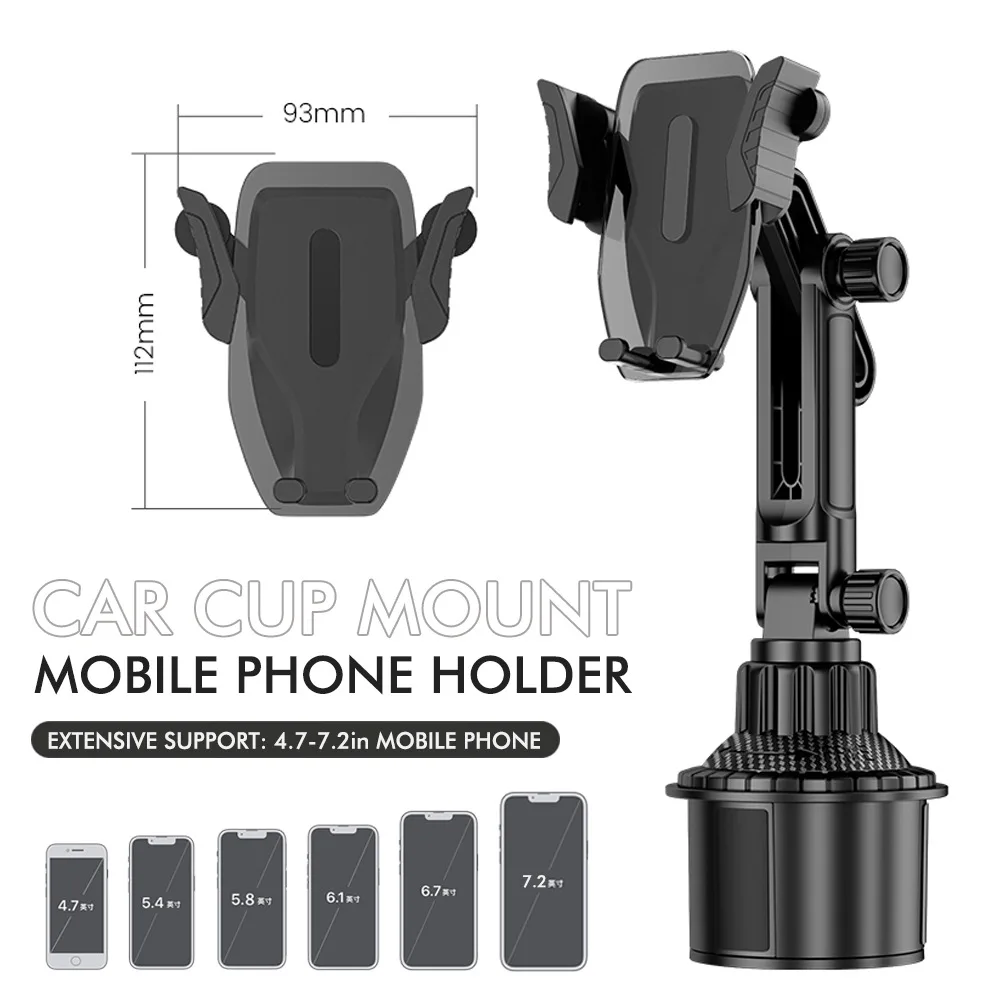

Car Cup Holder Phone Mount with 360-Degree Rotation Navigation Mount with Triangular Gravity Support Reserved Charging Port