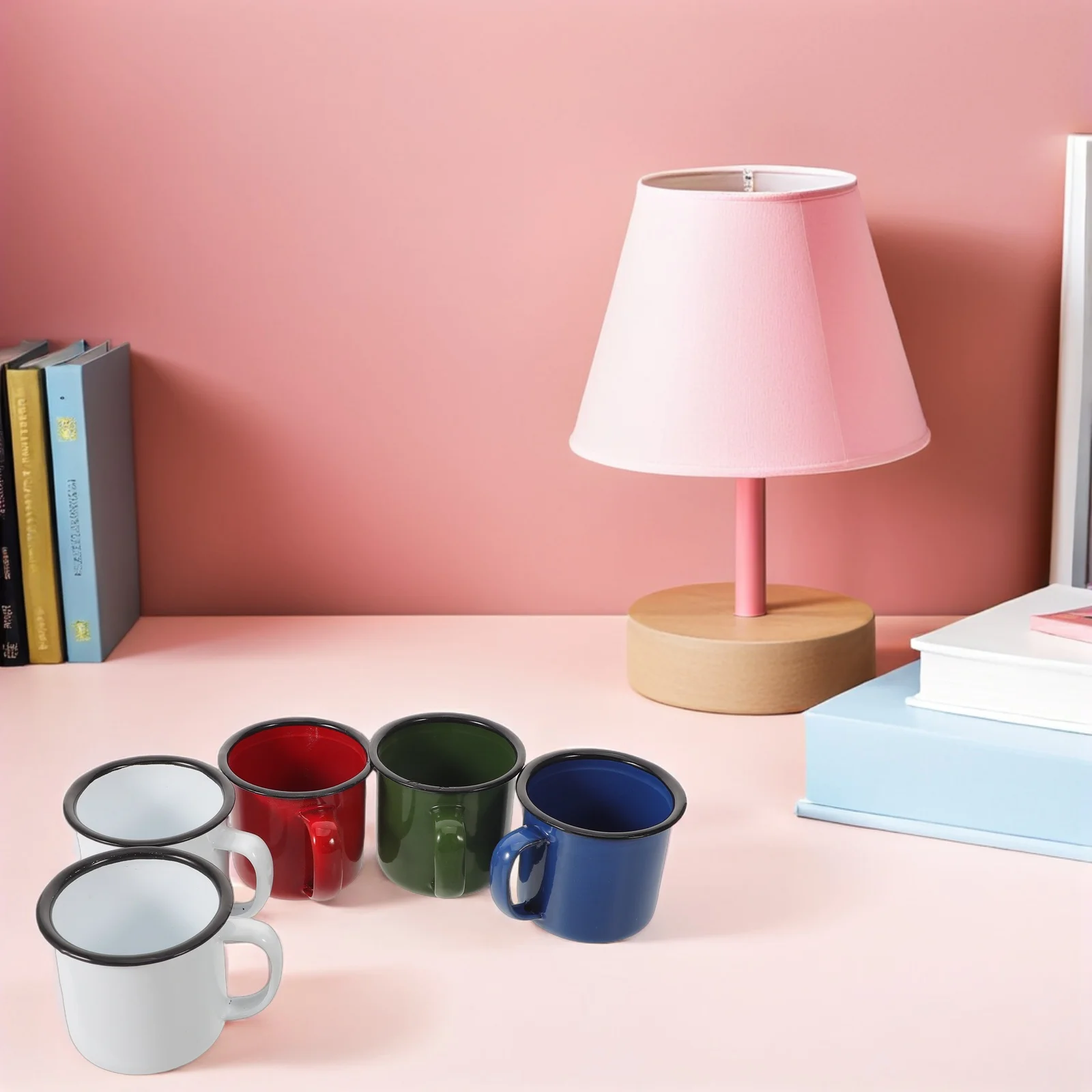 

5Pcs Vintage Enamel Mugs Retro Thickened Camping Cups Portable Coffee Tea Water Drinking Cups Outdoor Picnic Home Office Use