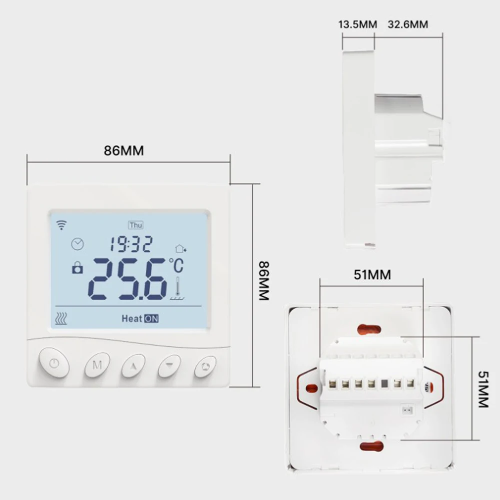 

1 шт. термостат для водяного подогрева пола с 2,4-ГГГц-WLAN, совместимый интеллектуальный термостат, комнатный термостат, программируемый WLAN