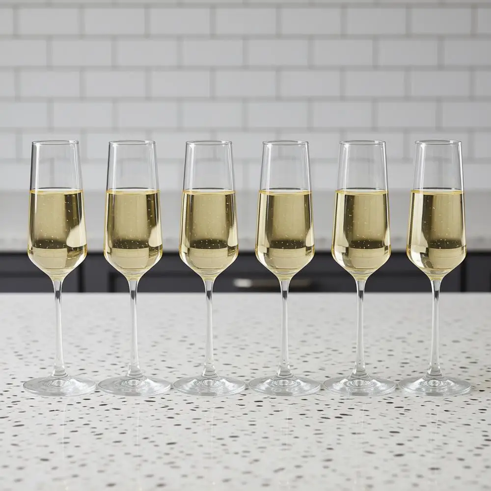 

Set of 12, 7.5 oz Stemmed Champagne Glasses, Sparkling Wine Glasses for Party, Clear