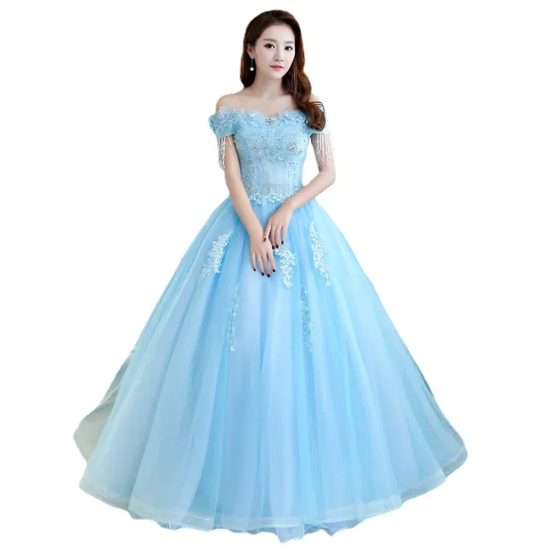 Evening gown Pommel skirt hosts the performance of vocal arts test students singing Bel Canto solo dress female long slimming