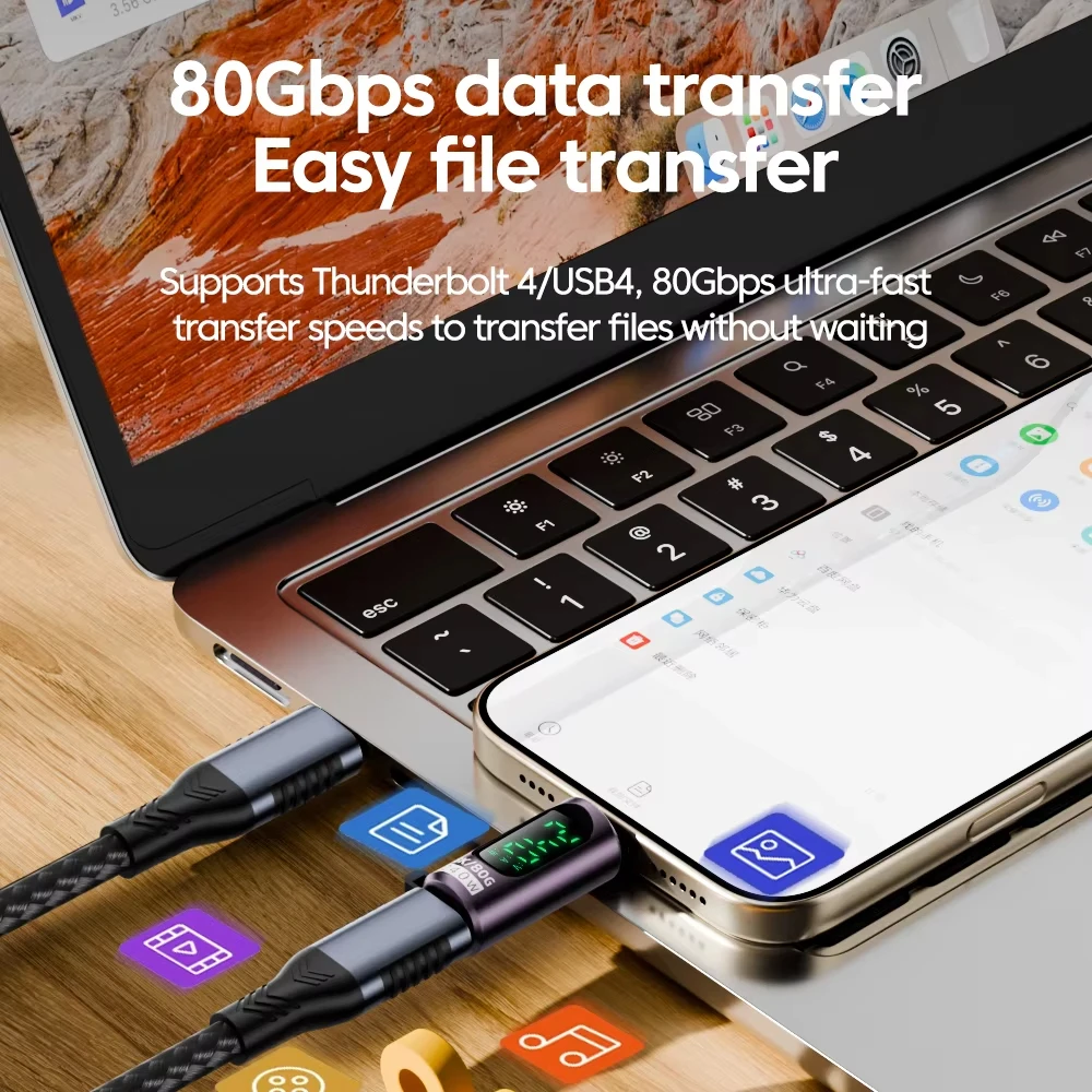 NNBILI PD 240 واط شاشة ديجيتال OTG شحن سريع نوع C محول 80Gbps USB C OTG موصل آيفون 17 16 15 سامسونج دعوة الموسيقى #3