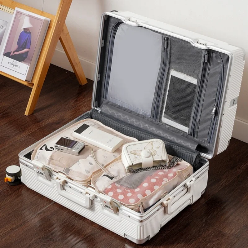 16 "/20"/22 "/24"/26 "/ 28" حقيبة ذات سعة كبيرة Fashoin المتداول الأمتعة السفر الألومنيوم الإطار مع عجلة أكياس عربة مصنوعة من سبائك #6