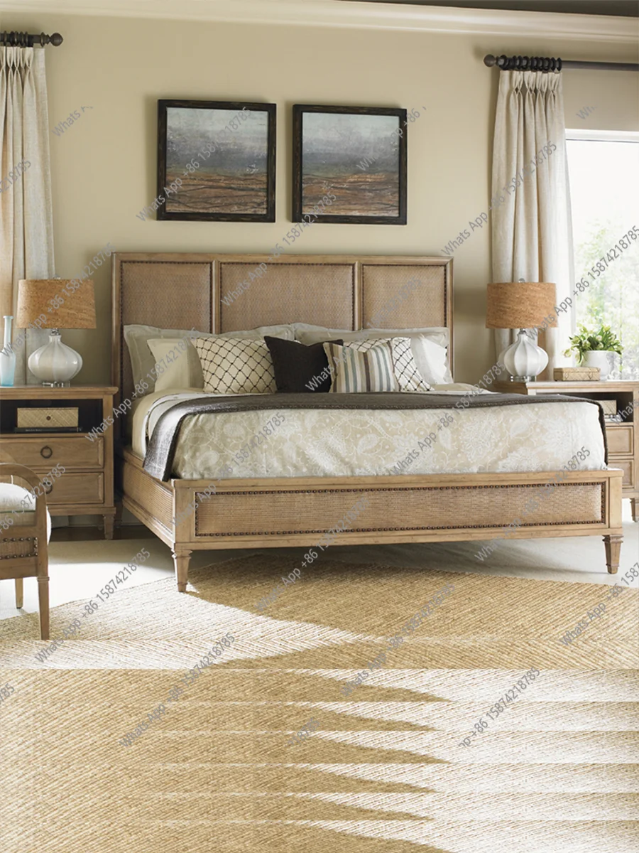 

Американская винтажная кровать из массива дерева, двуспальная кровать, главная спальня 1,8 м, дубовая кровать с жалюзи, маленькая французская квартира, односпальная 1,5