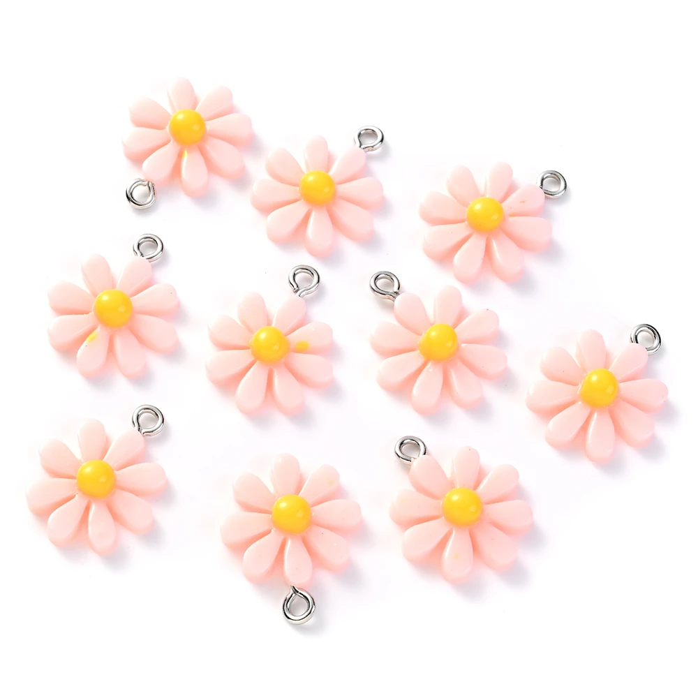 10 Stuks 16X20Mm Daisy Bloem Hanger Kleurrijke Zonnebloem Kralen Charmsfor Sieraden Maken Ketting Oorbel Handgemaakte Sieraden