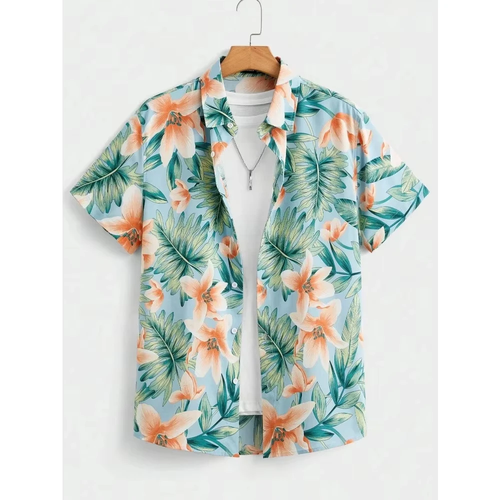 

Men's Hawaiian Shirt Tropical Print Short Sleeve Casual Beach Tops Lightweight Soft Summer Streetwear Daily Vacation Outfit