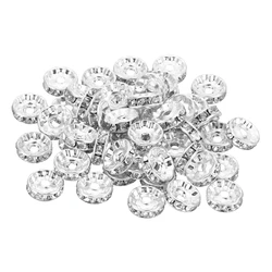 50/100 pcs 10mm Rhinestone Rondelle Crystal Round Loose Spacer Beads for Jewelry DIY Making Bracelet Necklace Jewelry Accessorie