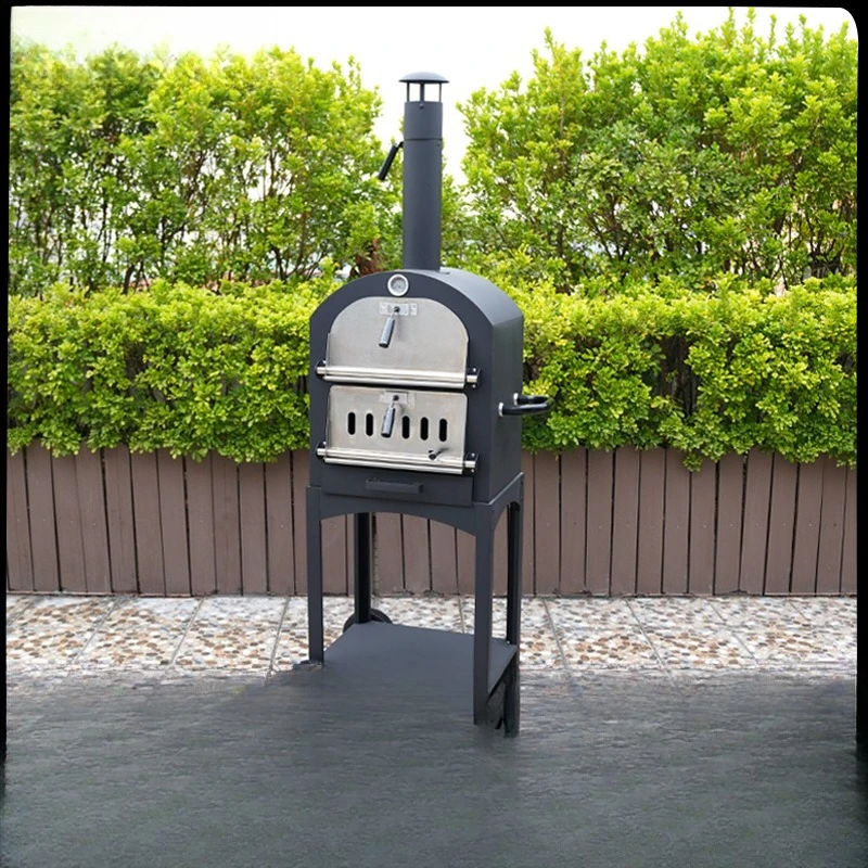 Wholesale Vertical Stainless Steel Pizza Oven Outdoor Courtyard Smoked Barbecue Pizza Oven Firewood Pizza Oven