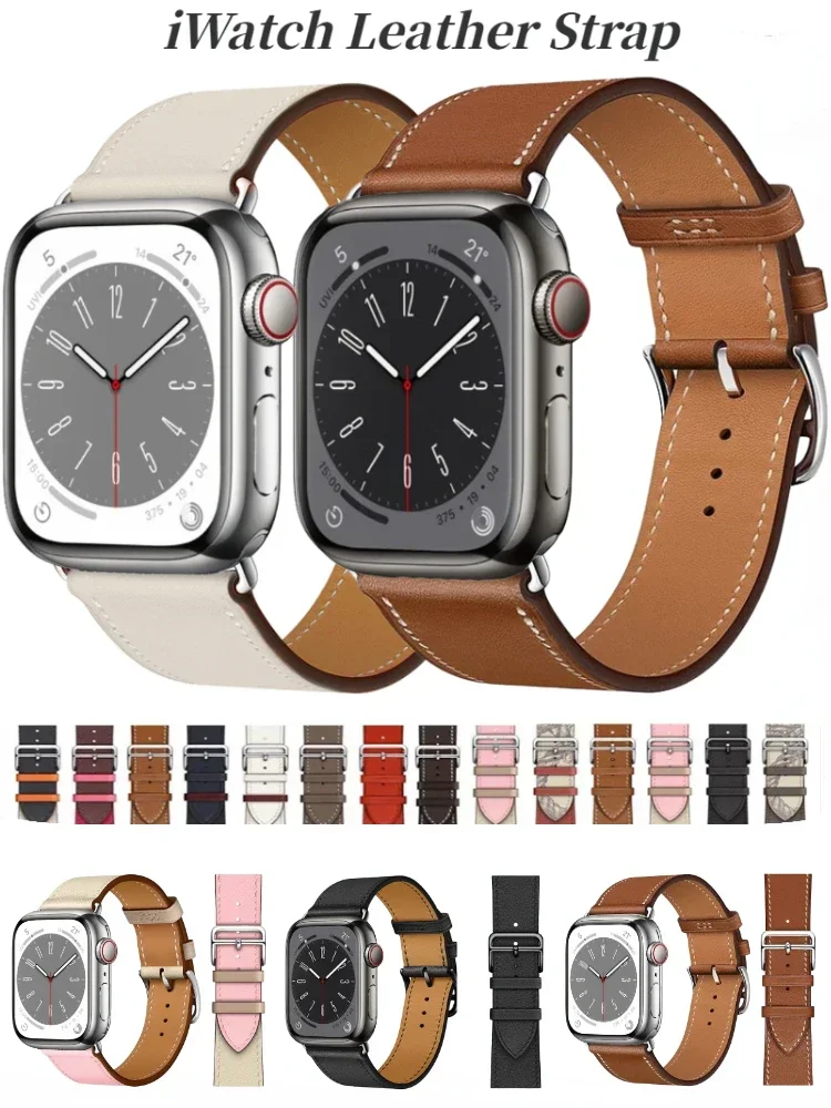Echtes Lederarmband für Apple Watch, 49 mm, 41/44/45 mm, 42 mm, 46 mm, Lederarmband für iWatch Ultra 12, 11, 10, 9, 8, 7, 6, 5.