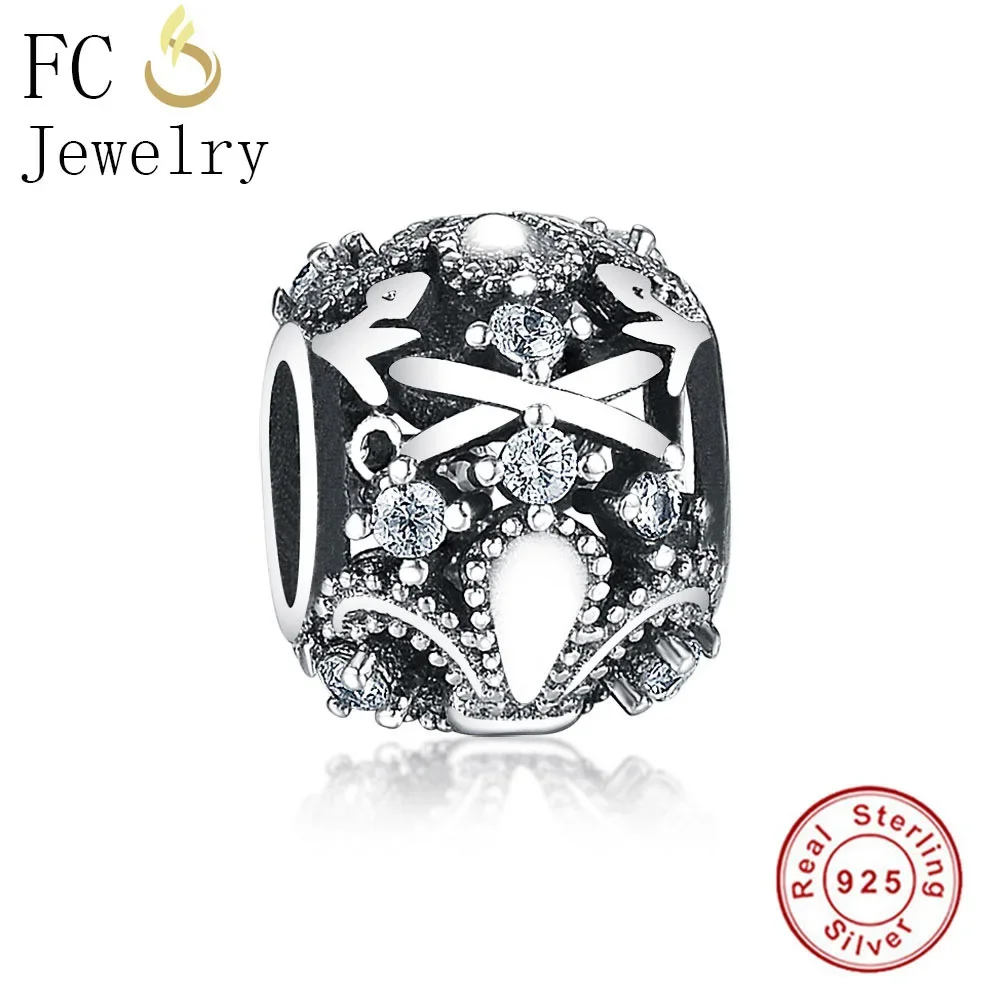 FC Jewelry Fits Original Brand Charms Bracelets 925 Sterling Silver Fleur Zircon Crystal Flower Beads For Making Berloque New