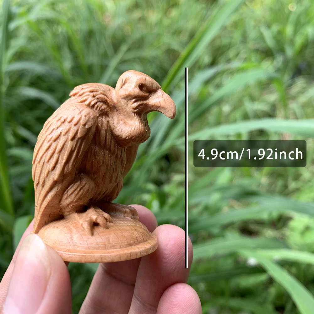 Hand-Carved Vulture Wooden Figurine Ornament, Animal-Themed, Suitable for Halloween Decorations, Creative Desktop Ornaments, Bedroom, Interior Decoration, New Year Gifts, Home Decor, Centerpiece Decoration