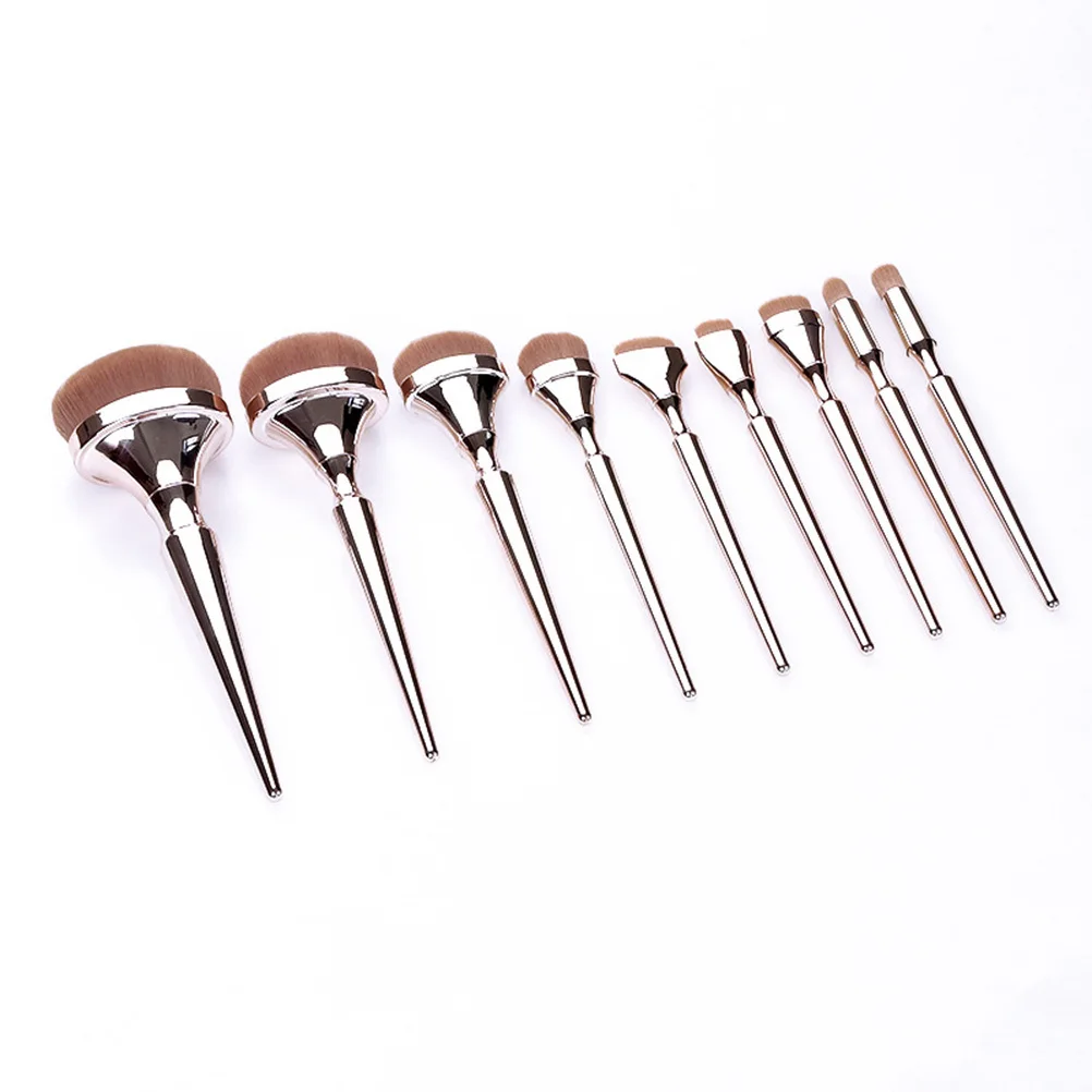 

9Pcs Professional Makeup Brush Set Gyro Design Plastic Handle Nylon Bristles Cosmetics Powder Blush Brush for Women Makeup