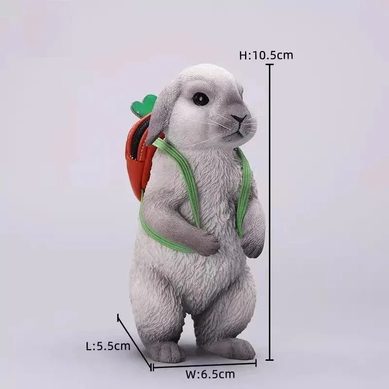 

X42402 1/4 Scale Simulation Cute Lop Resin Pet Bunny Animal Model with Detachable Backpack GK Action Figurine Desktop Ornament