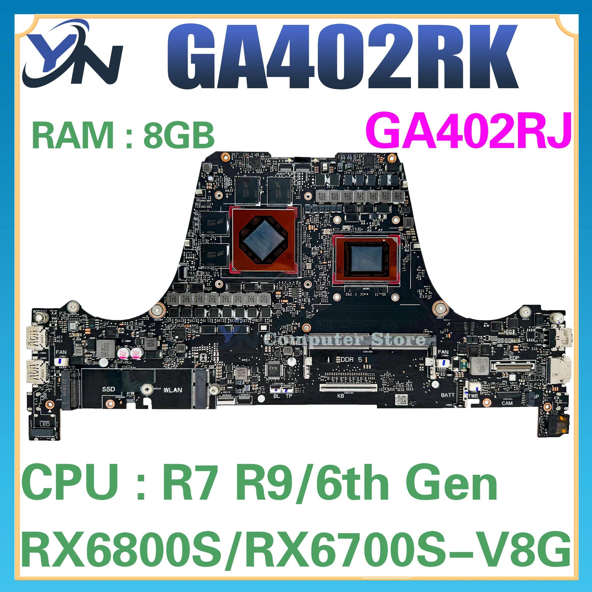 GA402R Mainboard For ASUS ROG Zephyrus G14 (2022) GA402 GA402RK GA402RJ Laptop Motherboard R7-6800H R9-6900H RAM-8GB