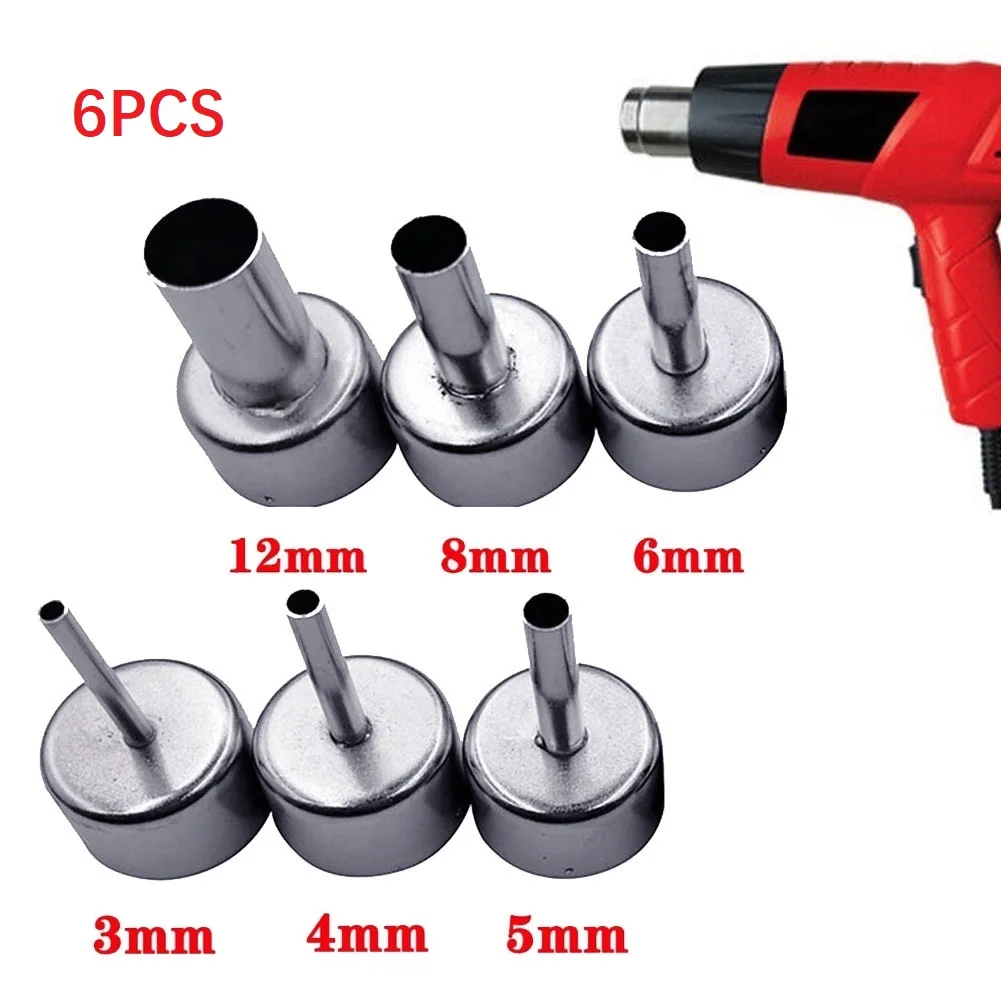 6pcs 22mm Universal Nozzles For 858D+ 8586 Soldering Welding Hot Air Station Heat Resistant Stainless Steel Welding Nozzles