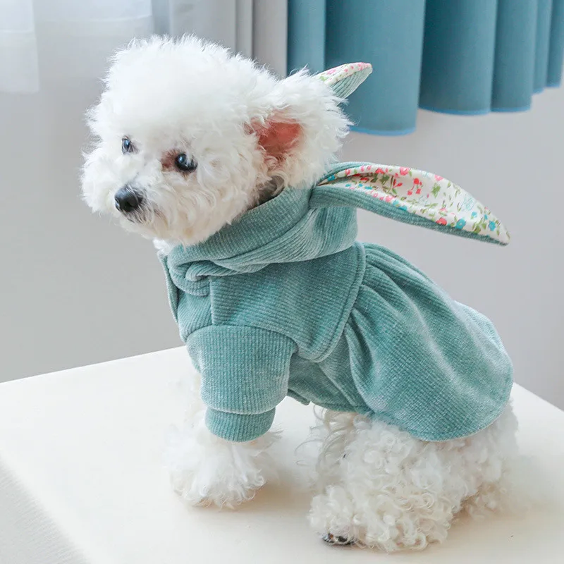 Pink Green Sweet Dog Clothes Autumn Winter Dog Coat Hooded Outfit For Small Medium Dog Chihuahua Puppy Kitten Topcoat Pet Jacket