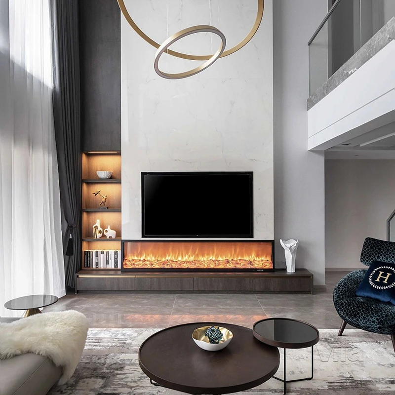 High Quality Fireplace Adjustable Colors Wall Mounted Modern Style Fireplace With Remote and Touch Screen Timer Logs Fireplace