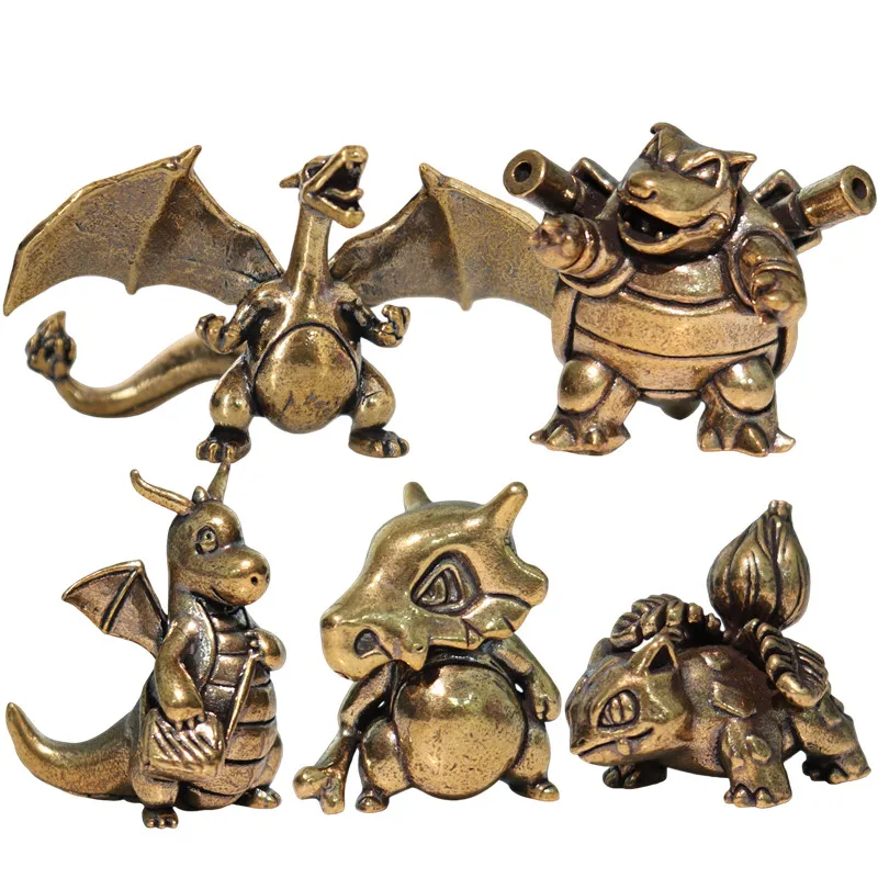 3cm Pokémon Charizard Blastoise Dragonite Bulbasaur Brass Solid Creative Small Ornament Brass Craft Action Figure Toys Gifts