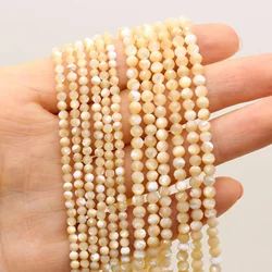 3/4mm Natural Shell Beads Small Round Faceted Loose Spacer Beads for Jewelry Making DIY Necklace Bracelet Accessories 38cm