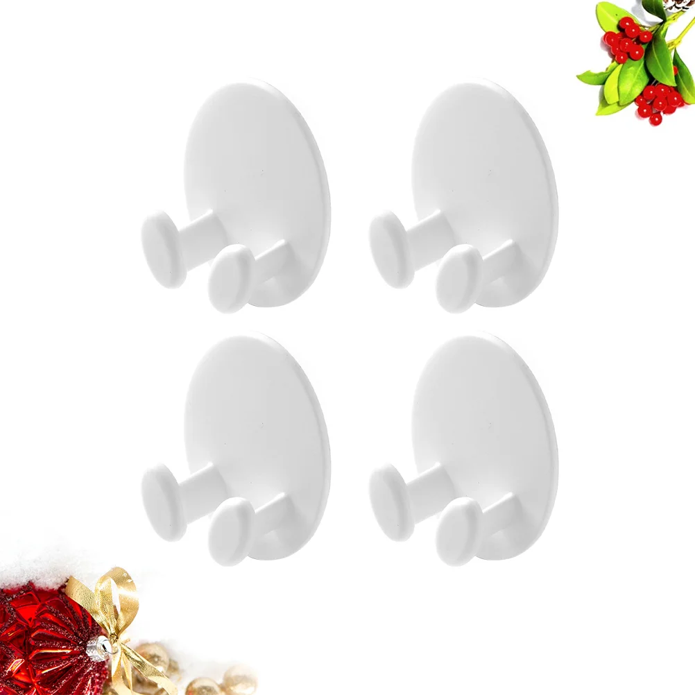 4 Pcs Adhesive Hook Oval Socket Cable Hook Multifunctional Adhesive Plug Holder Cord Organizer Storage Rack Key Hanger (White)